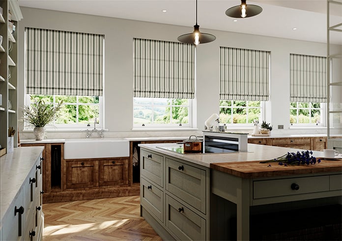 Port Laurent Stripe, Willow Green - Twist&Fit Roman Blind - Image 7